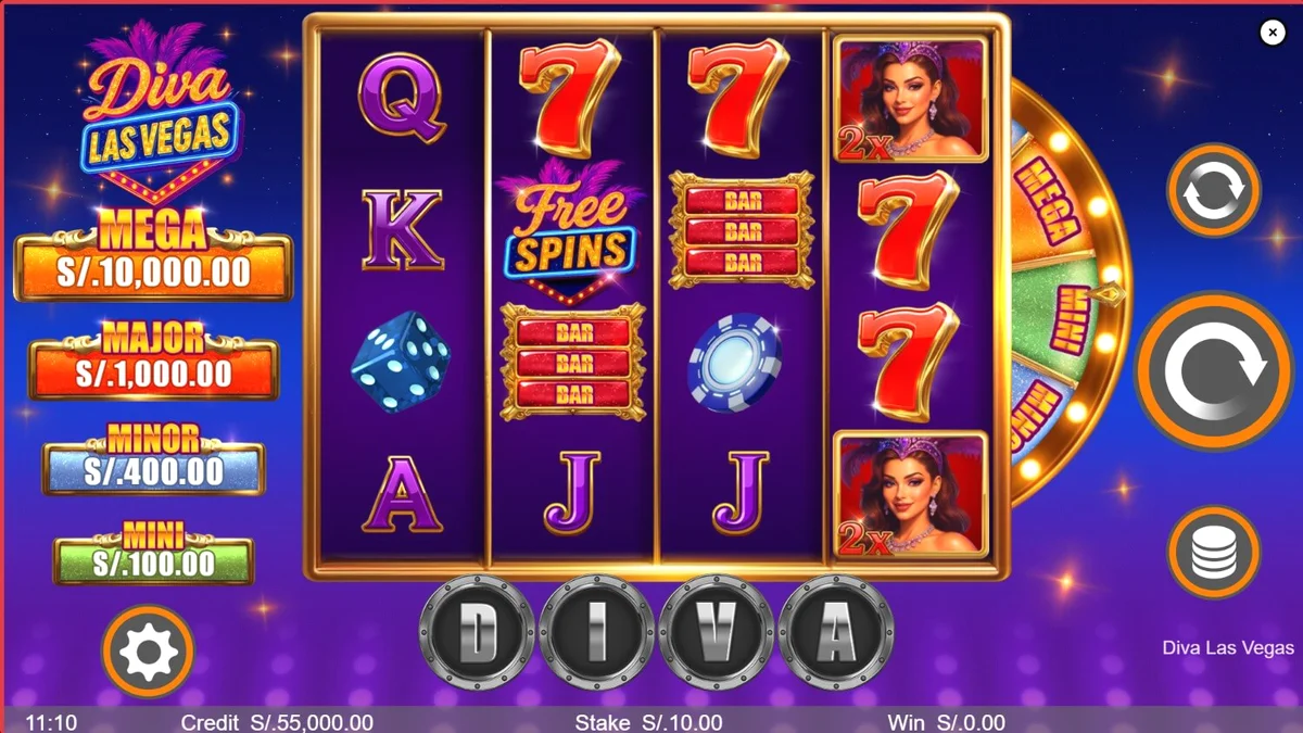Tampilan visual slot Diva Las Vegas dengan nuansa panggung mewah dan lampu neon.